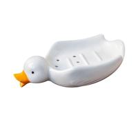 Sharplace Porte-savon en forme de canard avec égouttoir, facile à nettoyer, joli plateau en céramique pour économiser le savon, ornement pour comptoir de bar,