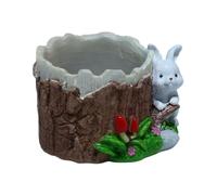 Sharplace Pot de Fleurs en résine en Forme de Lapin, Pot à Crayons, de Fleurs Amusant pour Mini Plantes d'intérieur, décoration Florale de Jardin, Blanc