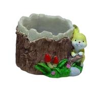 Sharplace Pot de Fleurs en résine en Forme de Lapin, Pot à Crayons, de Fleurs Amusant pour Mini Plantes d'intérieur, décoration Florale de Jardin, Jaune