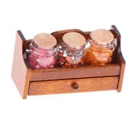 Sharplace Pots à bonbons 1/12 pour maison de poupée, pots de nourriture avec tranches, support de présentation pour jeu de rôle, mini étagère de rangement, Rouge