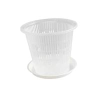 Sharplace Pots à Orchidées Transparents en Plastique, Pot Orchidée avec Trous et Soucoupe, Pots de Fleurs Respirants, pour Accessoire de Culture de Plantes et Fleurs Intérieures et Extérieures, 14cm