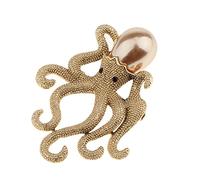 Sharplace Poulpe Broche à Pince de Perle Strass Bijou Décoration Femme Homme Vintage, Or