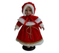 Sharplace Poupée en Porcelaine en Robe de Velours, Figurine Debout, décoration d'intérieur, 30,5 cm, avec présentoir, décoration de Bureau, Figurine de, Rouge