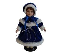 Sharplace Poupée en Porcelaine en Robe de Velours, Figurine Debout, décoration d'intérieur, 30,5 cm, avec présentoir, décoration de Bureau, Figurine de, Bleu