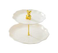 Sharplace Présentoir à cupcakes multifonctionnel en forme de lotus, idéal pour les fêtes. Ce présentoir à gâteaux en forme de lotus est parfait pour les petites, Beige avec Ours Doré