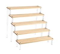 Sharplace Présentoir Acrylique Transparent, Présentoir Marches à 3 Niveaux, Affichage Étagère à Escalier Transparents Organisateur pour Présentation, 5 Niveaux