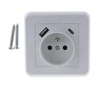 Sharplace Prise Murale, Prise Electrique Murale avec Type-C et USB 5V/2100mA, Prise Encastrable Blanche avec Port de USB Pratique et Manialble