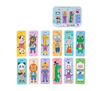 Sharplace Puzzles en bois pour enfants, jouets éducatifs, jeux d'activités de dessins animés avec boîte en métal, couleurs et formes cognitives pour les 3-5, Animal