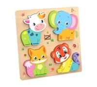 Sharplace Puzzles Puzzles en bois en bois mignon avec 4 motifs formes de couleurs vibrantes vibrantes pour enfant de 3 à 5 ans cadeau d'anniversaire bébé, Animal