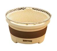 Sharplace Réchaud à thé Portable en céramique avec Charbon de Bois et Grille Ronde en Acier Inoxydable, Accessoires Professionnels pour Une Utilisation, Size L