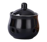 Sharplace Récipient en céramique pour garder l'ail frais et ventilé. Conserve l'ail frais et aéré. Conserve le gingembre sur le comptoir, Noir