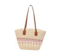 Sharplace Sac à Main tissé, élégant et léger, idéal pour la Plage et Les fêtes Printemps. Parfait pour Le Shopping printanier, Beige Rose