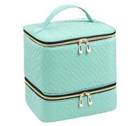 Sharplace Sac de rangement pour vernis à ongles, double couche, robuste, pour voyage, peut contenir 30 bouteilles et une lampe à ongles pour outils de manucure, Vert