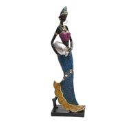 Sharplace Sculpture d'art africain, ornement esthétique, statue africaine vintage de collection en résine, idéale pour une pendaison de crémaillère, une, Robe Bleue