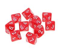 Sharplace Set de 10pcs Dés Chiffres 10 Faces Dice D10 16mm pour Jeux de Rôle KTV Club - Rouge