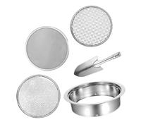Sharplace Soil Sifter Set,Garden Riddle Sieve Reusable with Sieve Meshes Soil Sifters Strains for Bonsai Enthusiasts Flower Bed Compost, Pelle Argentée à 3 Mailles