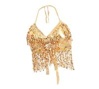 Sharplace Soutien Gorge Haut Danse Orientale Femme Vêtement Danse de Ventre Pailletes, Doré, comme décrit