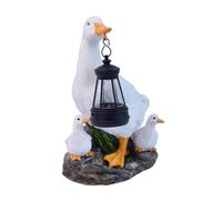 Sharplace Statue de canard d'extérieur en résine avec lumière solaire, figurine d'animal blanc, cadeau créatif, accessoires pour cour extérieure