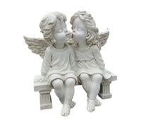 Sharplace Statue de Couple d'anges, Sculpture de, Cadeau pour Salon, Bureau, Figurine en résine, Aile d'ange, Ornement pour Bar, cheminée, Blanc