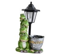 Sharplace Statue de grenouilles de jardin avec seau, lampe solaire, sculpture en résine, cadeau unique et, lampe de jardin extérieure