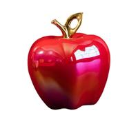 Sharplace Statue de pomme, ornement de pomme avec feuille, figurine de fruit en céramique moderne, sculpture de fruit pour la maison, le salon, le mariage, Rouge