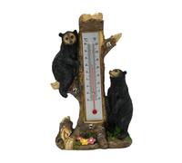 Sharplace Statue en résine avec thermomètre, ours robustes sur un arbre, figurine animale, sculpture de jardin pour intérieur, extérieur, serre ou jardin.