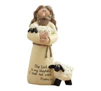 Sharplace Statue Pasteur, figurine catholique de Jésus tenant un agneau, pour table ou bureau. Sculpture d'art, cadeau religieux pour bibliothèque ou