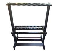 Sharplace Support de Canne à pêche en Bambou Noir avec Crochet de Rangement, Accessoire Multifonctionnel pour Garage, 23 Trous