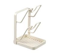 Sharplace Support de rangement pour couvercles de casseroles et poêles avec bac récupérateur de, antidérapant, accessoire de cuisine pour plan de, Blanc Laiteux à 2 étages