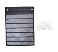 Sharplace Tableau de poche pour la classe, 7 rangées avec 10 cartes effaçables à sec, accessoires, outil d'apprentissage pour les élèves, mots, nombres, Noir