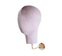 Sharplace Tête de mannequin murale en velours pour femme, avec support pour chapeau et base en métal. Tête de mannequin polyvalente, légère et pratique pour, Gris