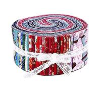 Sharplace Tissu de Coton à Rayures Matelassé, Jelly Rolls Tissu pour Couture, Bricolage de Courtepointe 6.25x100cm - Fleur