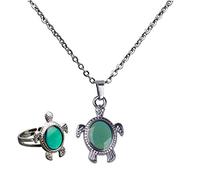 sharprepublic Magie Pendentif Collier Bague Mignon Tortue Ras du Cou Couleur Humeur Changement De Couleur - Cadeaux De Graduation Amitié Parfait pour Les Filles, Sœ