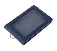 sharprepublic Porte-cartes Vertical En Cuir PU Avec Double Badge - Bleu foncé