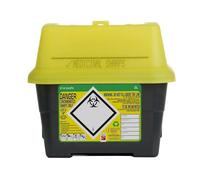 SHARPSAFE CONTENEUR POUR DéCHETS CLINIQUES BIODANGEUREUX JAUNE 2 l, LAME, AIGUILLE SERINGUE, ETIQUETTE, POUR OBJETS TRANCHANTS