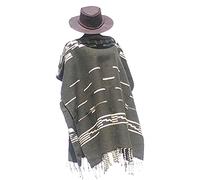 Sharpshooter Clint Eastwood Spaghetti Western Poncho 100 % laine avec chapeau en cuir, Good Olive Green Poncho Chapeau Marron, taille unique