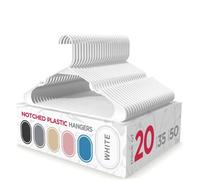 Sharpty Lot de 20 cintres durables et polyvalents à encoches, en plastique, pour vêtements pour adultes, t-shirts, robes, manteaux et accessoires, blanc