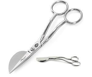 Sharpy - Ciseaux à applique en acier inoxydable de 15,2 cm avec poignée courbée décalée incurvée pour broderie, tissu, fil, tricot, couture, arts et loisirs créatifs