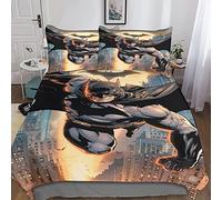SHARRB Batman Housses De Couettes, Ensemble De Literie Adulte Enfant avec Housses De Couettes Et Taie d'oreiller Héros Parure De Lit 3 Pièces avec Fermeture À Glissière King（220x240cm）