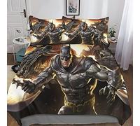 SHARRB Batman Parure De Lit avec Taies d'oreiller De Microfibre Héros Housse De Couette avec Fermeture À Glissière, Ensemble De Literie Convient Aux Adulte Enfant 3 Pcs King（220x240cm）