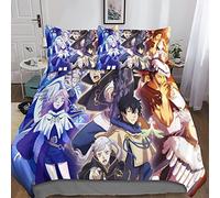 SHARRB Black Clover Housse De Couette avec Taie d'oreiller De Lit 3 Pièces, Trèfle Noir Ensemble De Literie avec Fermeture À Glissière, Convient Aux Garçons Et Aux Filles Adolescents King（220x240cm）