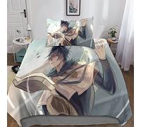 SHARRB Black Clover Parure De Lit avec Taies d'oreiller De Microfibre Trèfle Noir Housse De Couette avec Fermeture À Glissière, Ensemble De Literie Convient Aux Adulte Enfant 3 Pcs Single（135x200cm）
