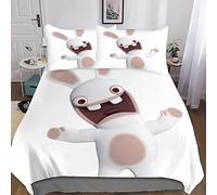 SHARRB Rabbids Invasion Parure De Lit - 3 Pièces - - L'invasion des Lapins Crétins Housse De Couette - avec Taies d'oreiller - avec Fermeture À Glissière - pour Homme Et Femme Double（200x200cm）