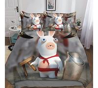 SHARRB Rabbids Invasion Parure De Lit - 3 Pièces - - L'invasion des Lapins Crétins Housse De Couette - avec Taies d'oreiller - avec Fermeture À Glissière - pour Homme Et Femme Double(200x200cm)