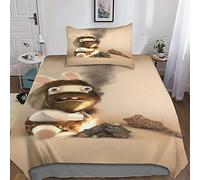 SHARRB Rabbids Invasion Parure De Lit - 3 Pièces - - L'invasion des Lapins Crétins Housse De Couette - avec Taies d'oreiller - avec Fermeture À Glissière - pour Homme Et Femme Single(135x200cm)