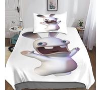 SHARRB Rabbids Invasion Parure De Lit - 3 Pièces - - L'invasion des Lapins Crétins Housse De Couette - avec Taies d'oreiller - avec Fermeture À Glissière - pour Homme Et Femme Single(135x200cm)