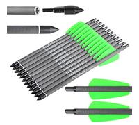 SHARROW 12Pcs 7.5Pouces Tir à l'arc Flèches Arbalète en Carbone Boulons Arbalète Flèches de Chasse avec Boulons à Fort Impact Flèches Courtes pour Arbalète Flèches en Carbone pour Arbalète (7.5", 12P)