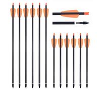 SHARROW 12pcs Flèches d'arbalète en Carbone 15 Pouces 7.3 Pouces Boulons d'arbalète Spine 350 Flèches pour Arbalète (Orange, 15")
