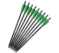 SHARROW 12pcs Flèches d'arbalète en Carbone 16 Pouces 17 Pouces Boulons d'arbalète Flèches pour Arbalète(Vert, 16 Pouces)