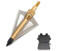 SHARROW 12pcs Pointe de Flèche 100Grains Têtes de Flèche à Lame Fixe avec Broadheads Box pour Flèches d'arbalète et de Carbone (Jaune)